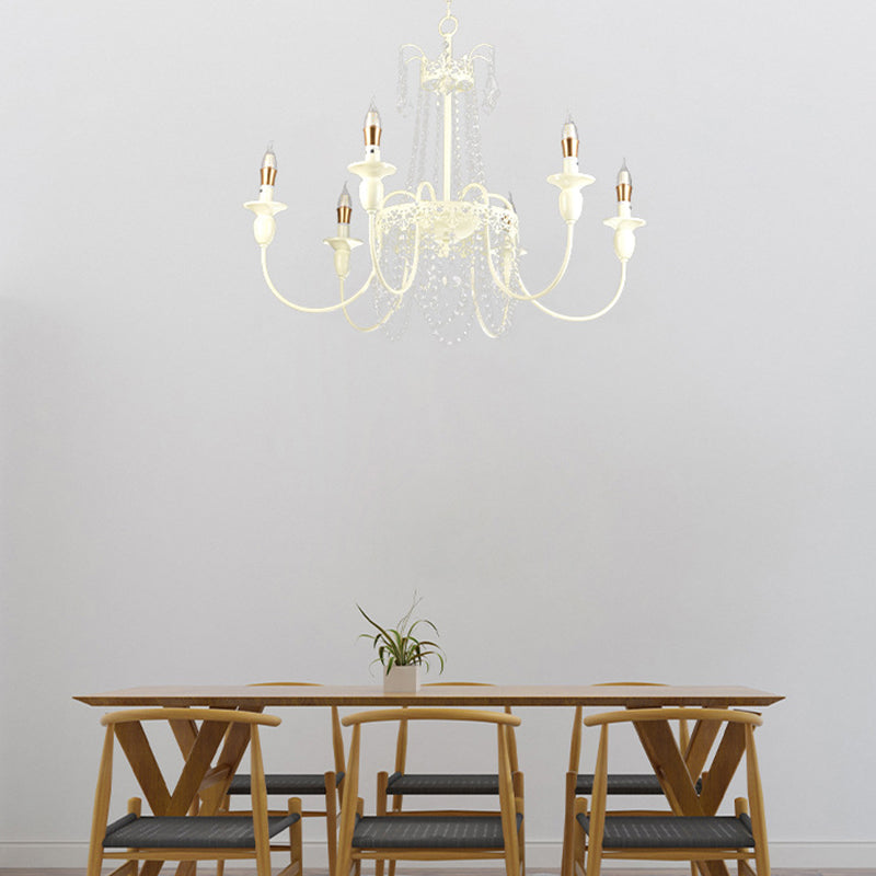 Elegant French Iron Crystal Candelabra Chandelier for Living Room 4-8 Lights