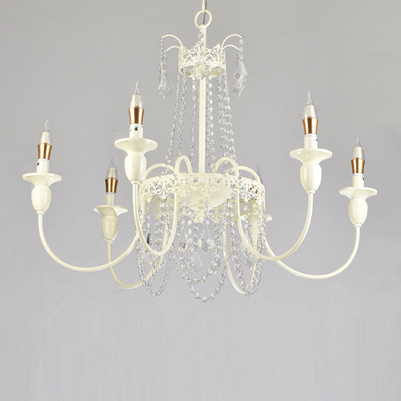 Elegant French Iron Crystal Candelabra Chandelier for Living Room 4-8 Lights
