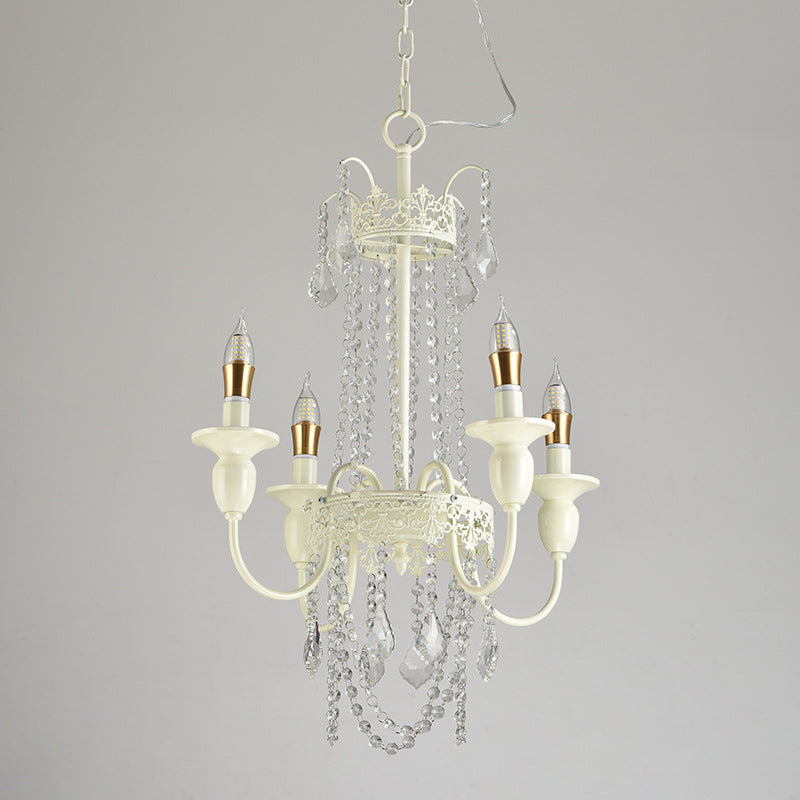 Elegant French Iron Crystal Candelabra Chandelier for Living Room 4-8 Lights