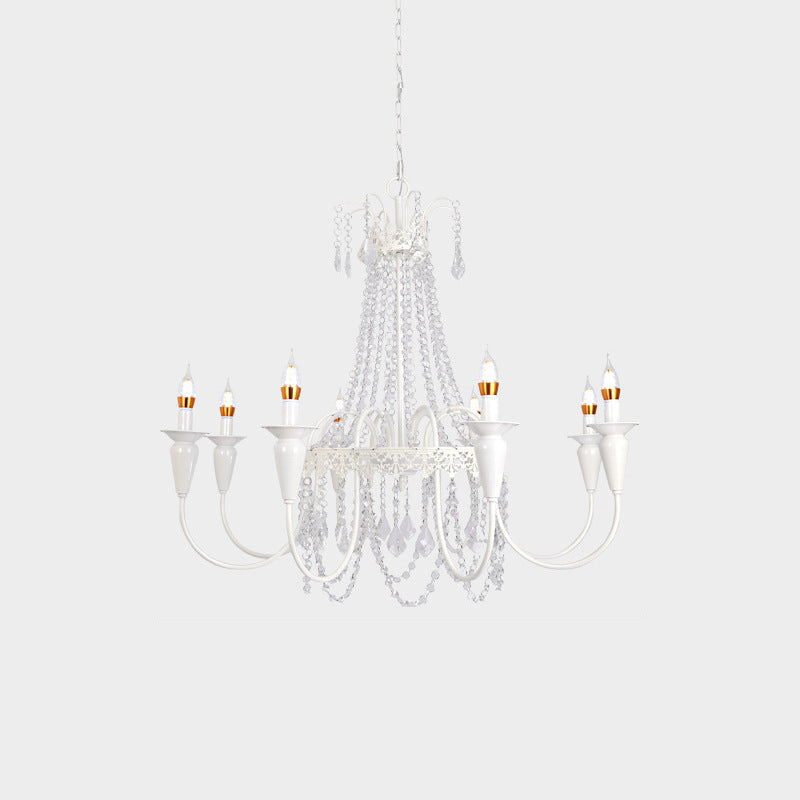 Elegant French Iron Crystal Candelabra Chandelier for Living Room 4-8 Lights