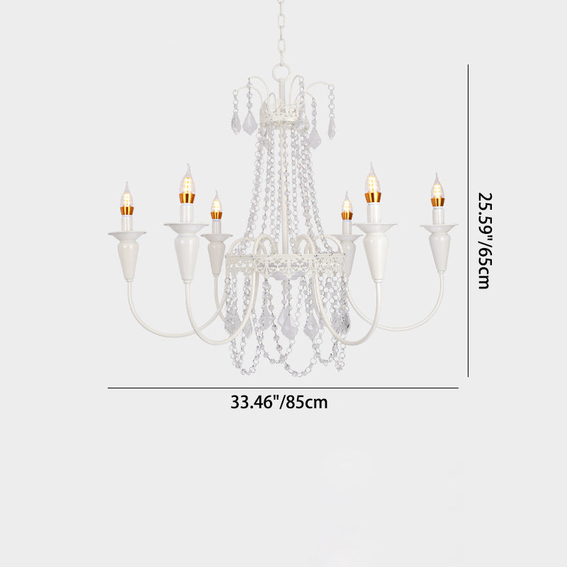 Elegant French Iron Crystal Candelabra Chandelier for Living Room 4-8 Lights