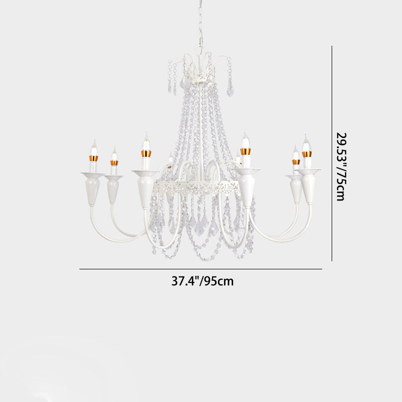 Elegant French Iron Crystal Candelabra Chandelier for Living Room 4-8 Lights