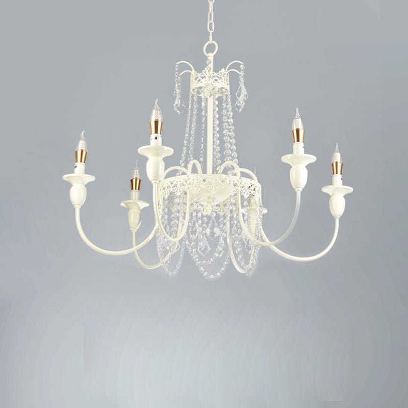 Elegant French Iron Crystal Candelabra Chandelier for Living Room 4-8 Lights