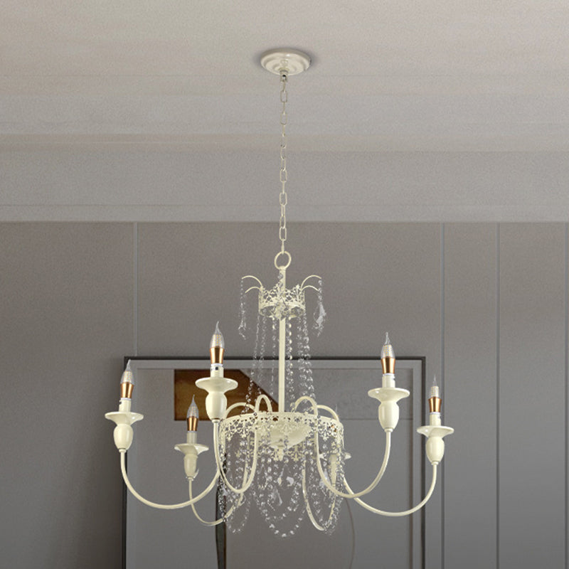 Elegant French Iron Crystal Candelabra Chandelier for Living Room 4-8 Lights