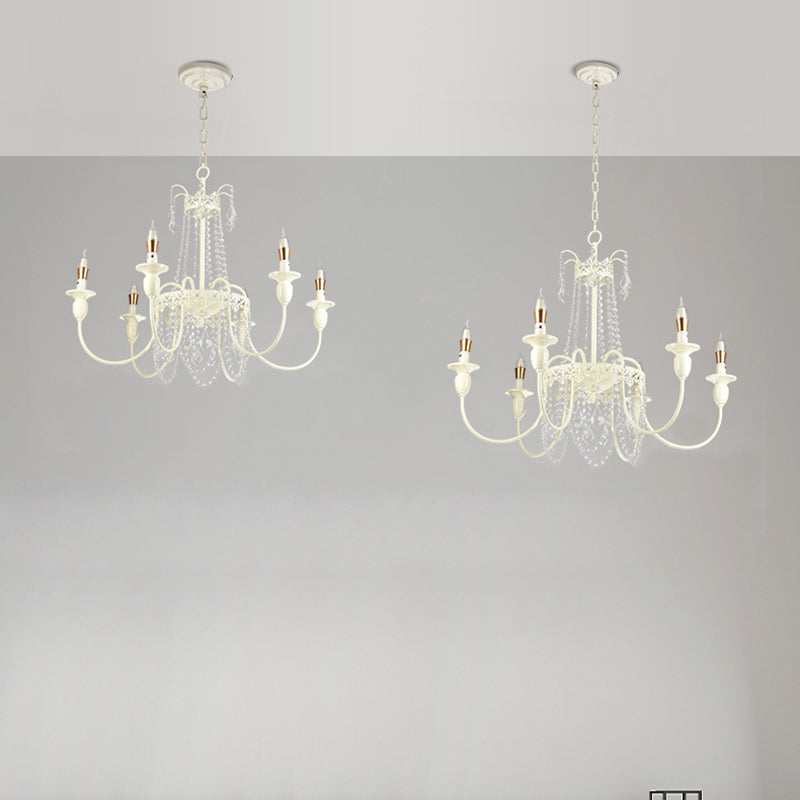 Elegant French Iron Crystal Candelabra Chandelier for Living Room 4-8 Lights