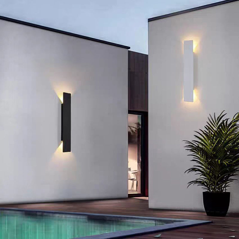 Sleek Gray Aluminum LED Waterproof Wall Sconce for Outdoor Patio Lighting