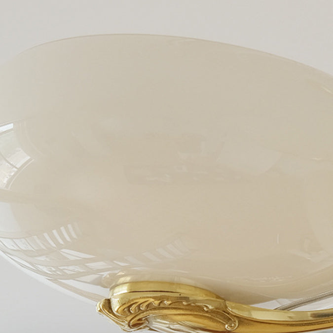 Elegant Brass Frame Opal Glass Round Chandelier for Living Room 3/5-Light