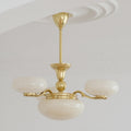 Elegant Brass Frame Opal Glass Round Chandelier for Living Room 3/5-Light