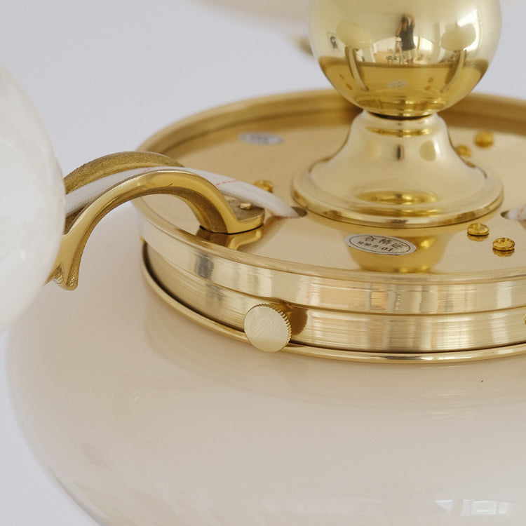 Elegant Brass Frame Opal Glass Round Chandelier for Living Room 3/5-Light