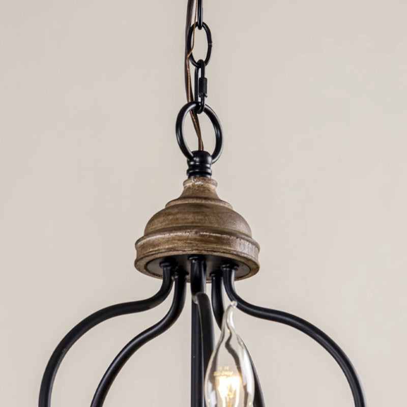 Rustic Iron 5-Light Solid Wood Candelabra Chandelier for Living Room