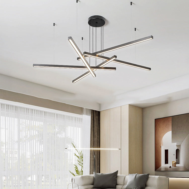 Sleek Modern Aluminum & Acrylic LED Chandelier for Living Room Decor