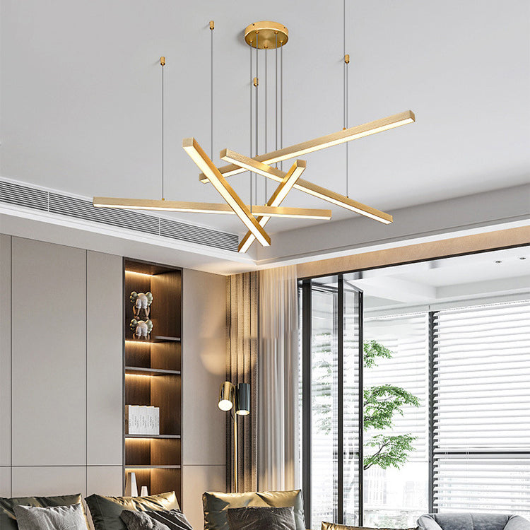 Sleek Modern Aluminum & Acrylic LED Chandelier for Living Room Decor