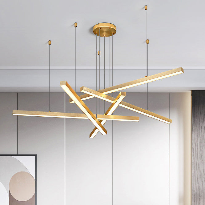 Sleek Modern Aluminum & Acrylic LED Chandelier for Living Room Decor