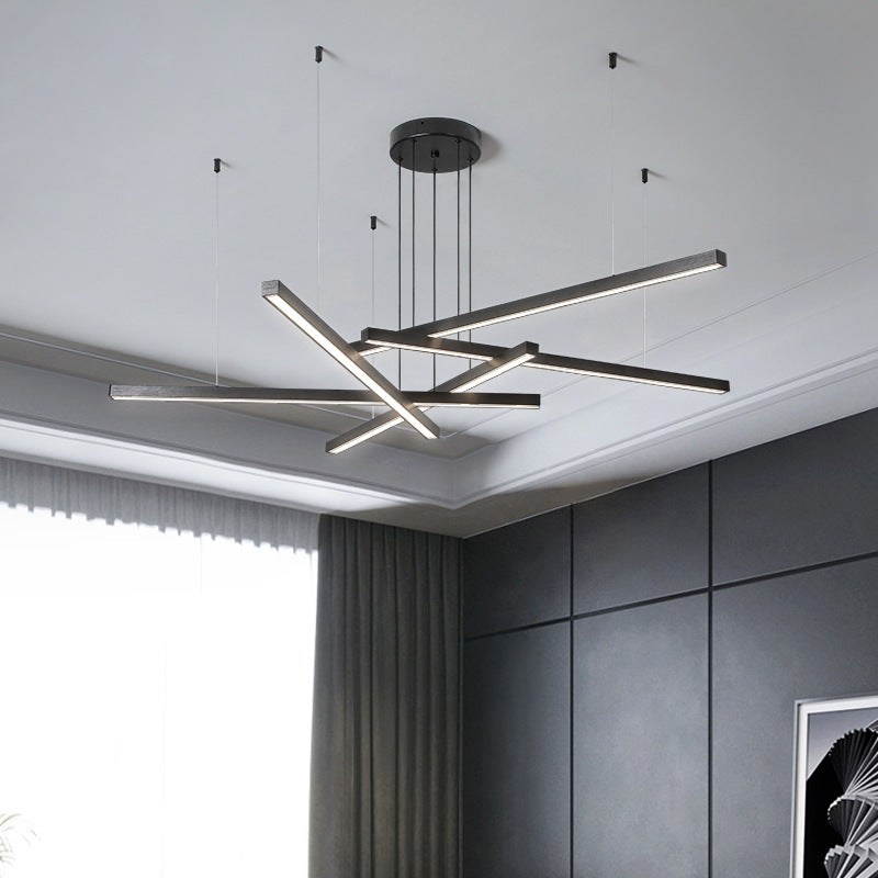 Sleek Modern Aluminum & Acrylic LED Chandelier for Living Room Decor