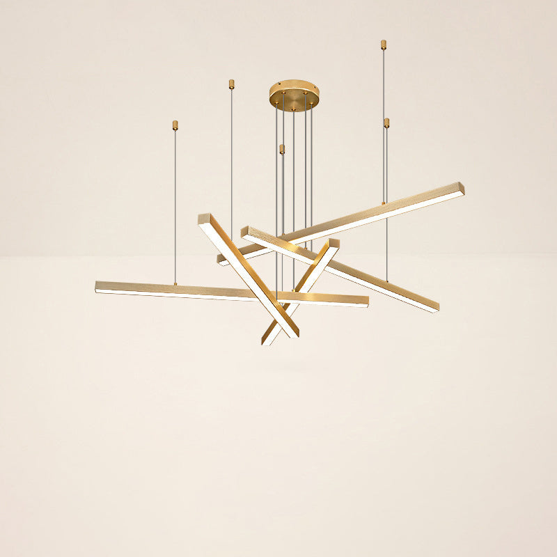 Sleek Modern Aluminum & Acrylic LED Chandelier for Living Room Decor