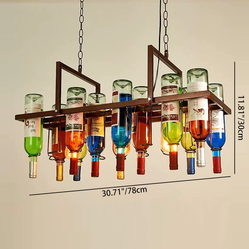 Modern Colorful Iron Wine Bottle Chandelier for Bar Island Lighting