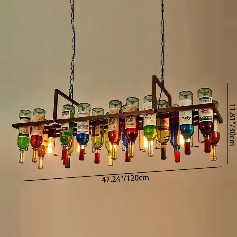 Modern Colorful Iron Wine Bottle Chandelier for Bar Island Lighting