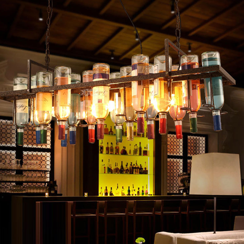 Modern Colorful Iron Wine Bottle Chandelier for Bar Island Lighting