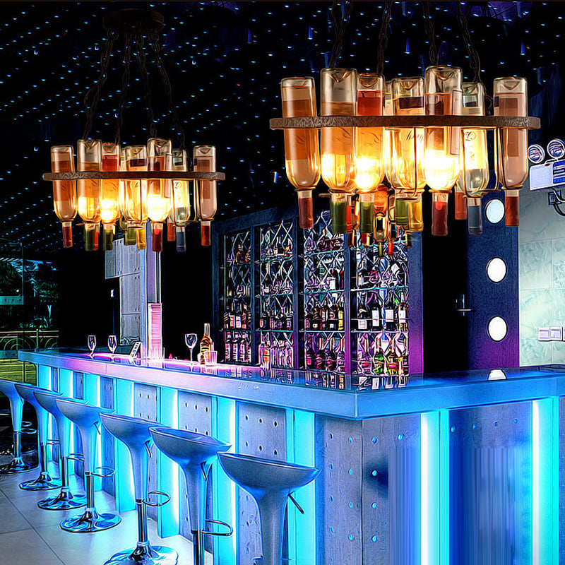 Modern Colorful Iron Wine Bottle Chandelier for Bar Island Lighting