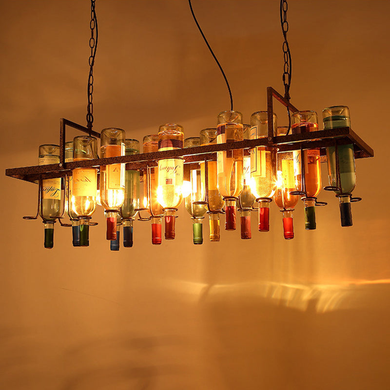 Modern Colorful Iron Wine Bottle Chandelier for Bar Island Lighting