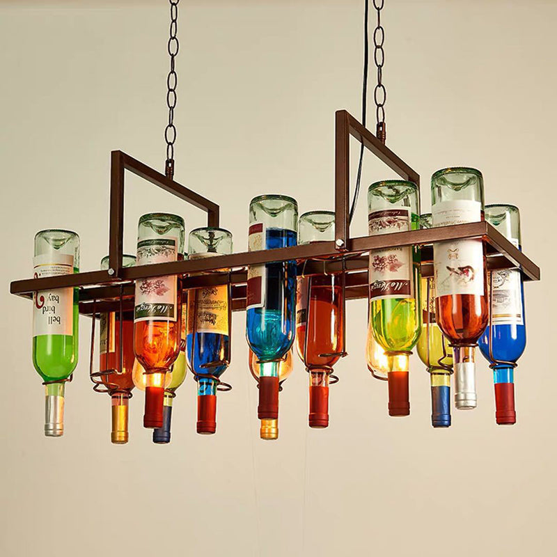 Modern Colorful Iron Wine Bottle Chandelier for Bar Island Lighting