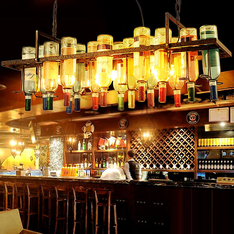 Modern Colorful Iron Wine Bottle Chandelier for Bar Island Lighting