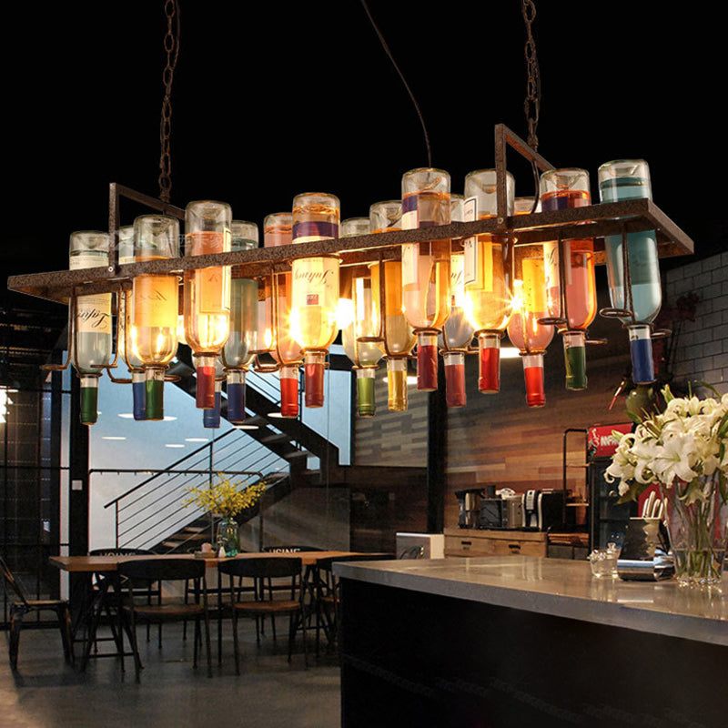 Modern Colorful Iron Wine Bottle Chandelier for Bar Island Lighting