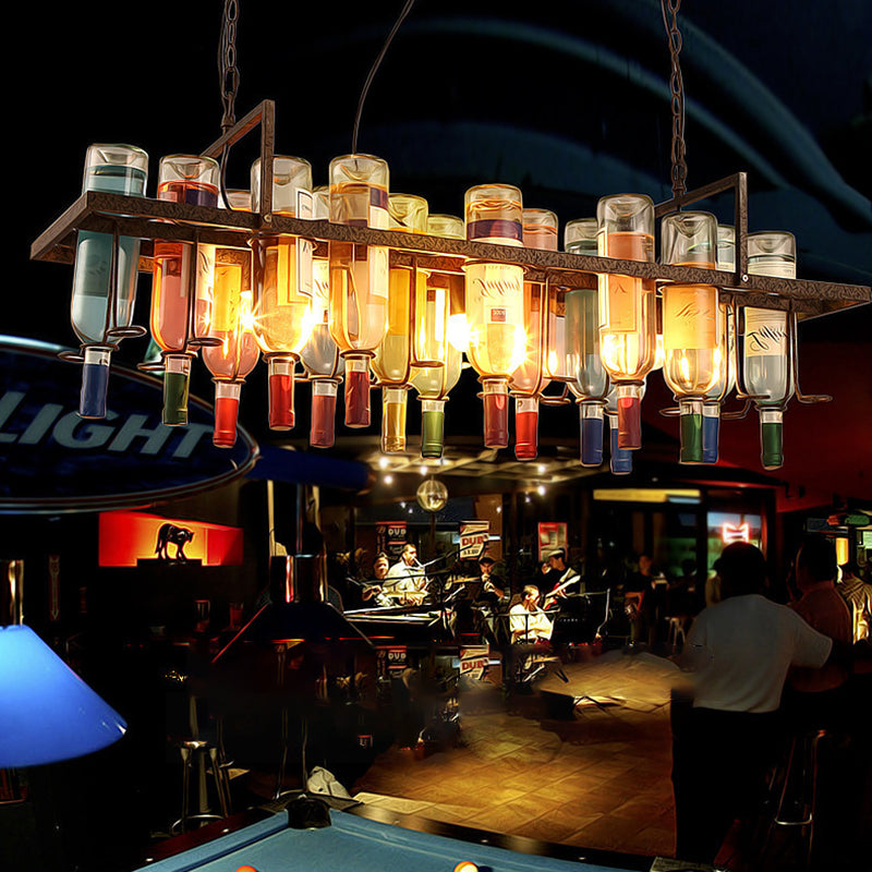 Modern Colorful Iron Wine Bottle Chandelier for Bar Island Lighting