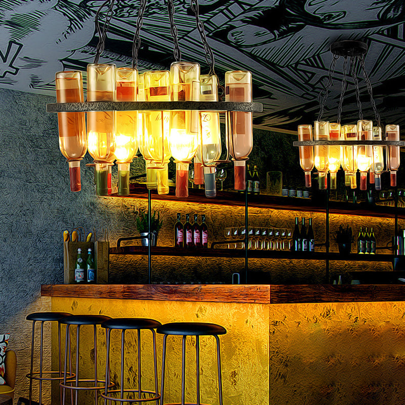 Modern Colorful Iron Wine Bottle Chandelier for Bar Island Lighting