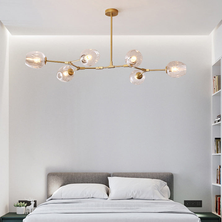 Modern Iron Branch Glass Shade Chandelier - 6/7 Lights for Living Room