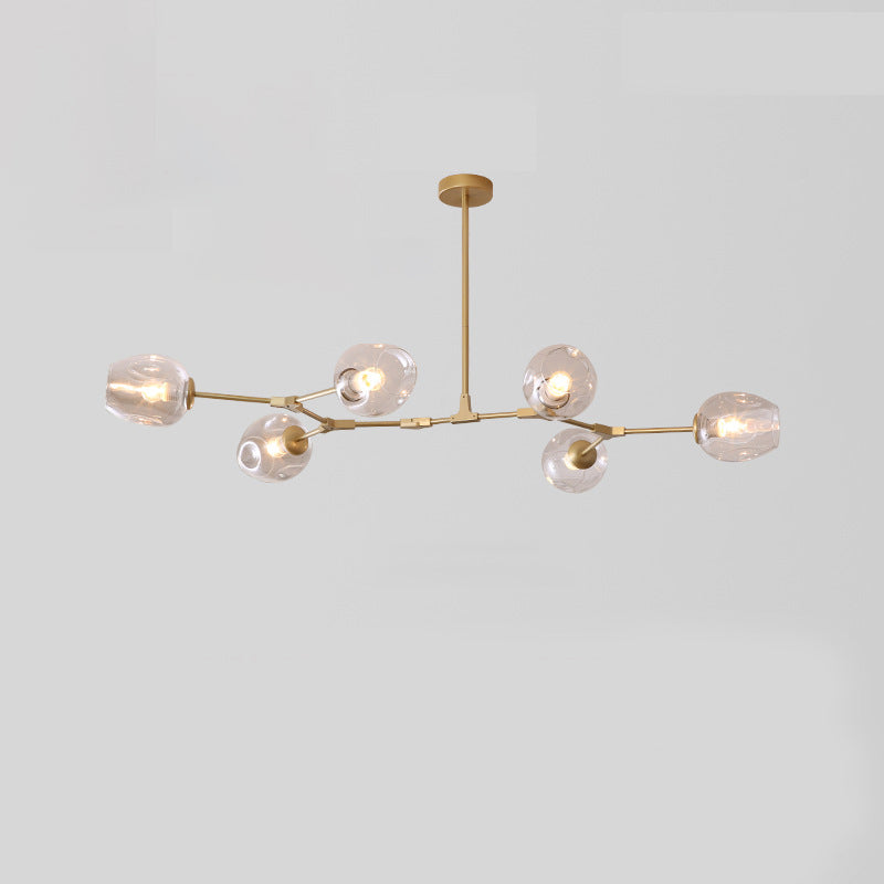 Modern Iron Branch Glass Shade Chandelier - 6/7 Lights for Living Room