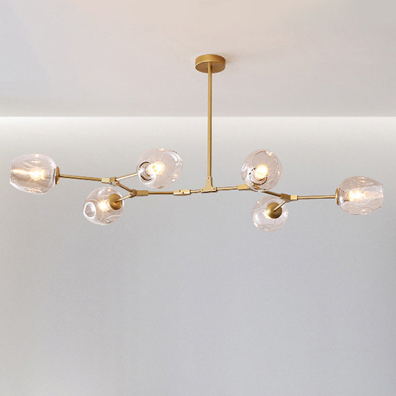 Modern Iron Branch Glass Shade Chandelier - 6/7 Lights for Living Room