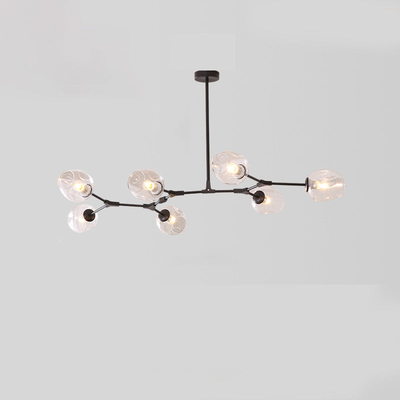 Modern Iron Branch Glass Shade Chandelier - 6/7 Lights for Living Room