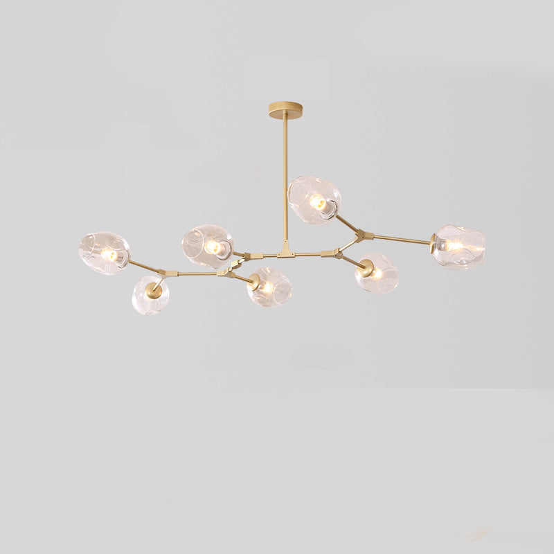 Modern Iron Branch Glass Shade Chandelier - 6/7 Lights for Living Room