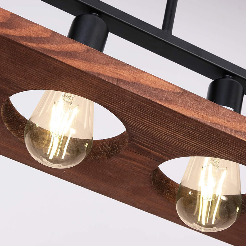 Rustic Farmhouse 5-Light Rectangular Wood and Iron Chandelier for Living Room