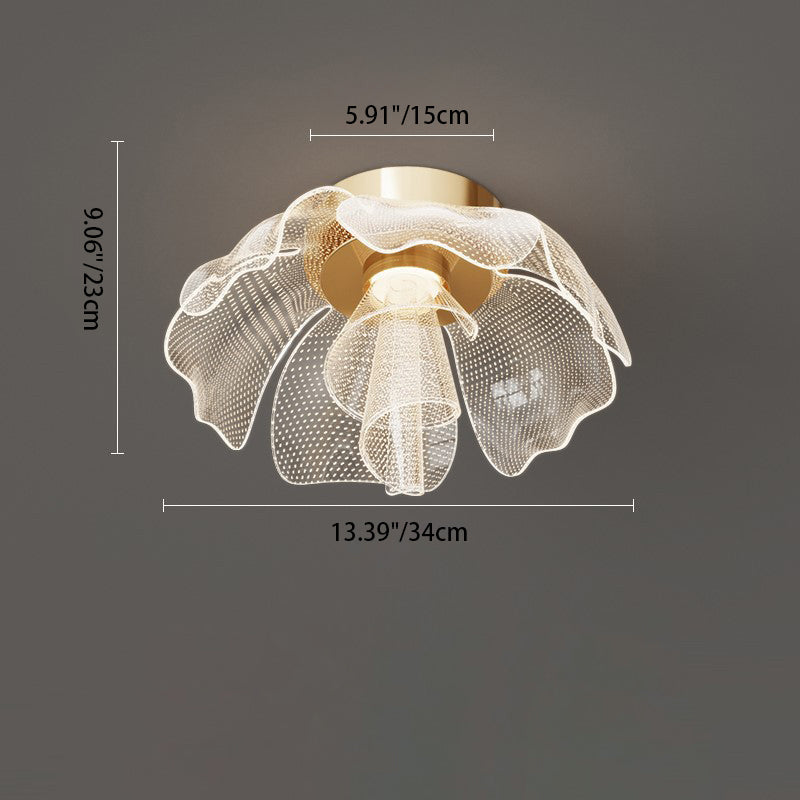 Elegant White Acrylic Flower Petal LED Flush Mount Light for Bedroom