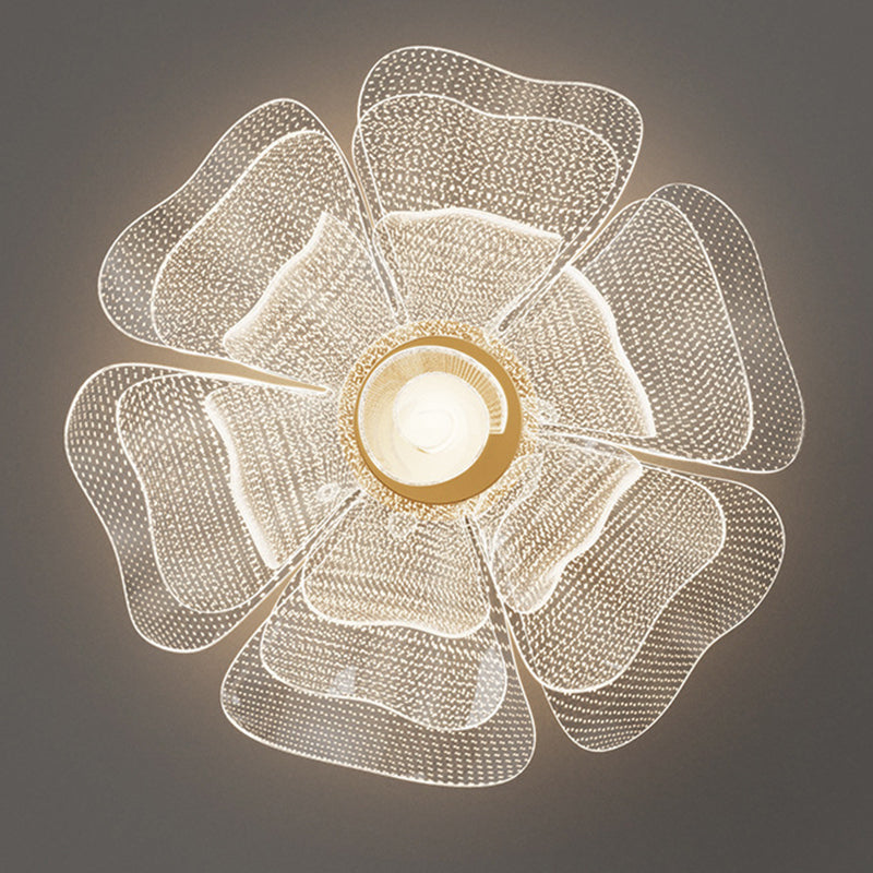 Elegant White Acrylic Flower Petal LED Flush Mount Light for Bedroom