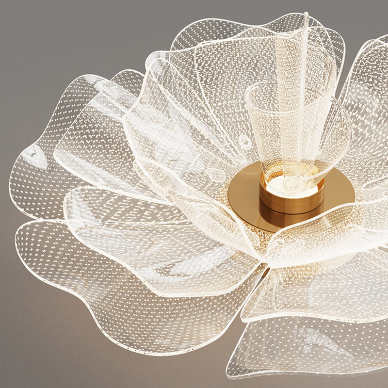 Elegant White Acrylic Flower Petal LED Flush Mount Light for Bedroom
