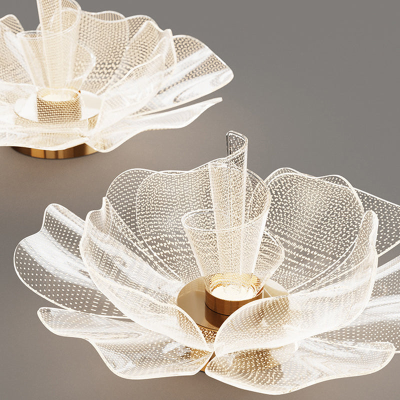 Elegant White Acrylic Flower Petal LED Flush Mount Light for Bedroom