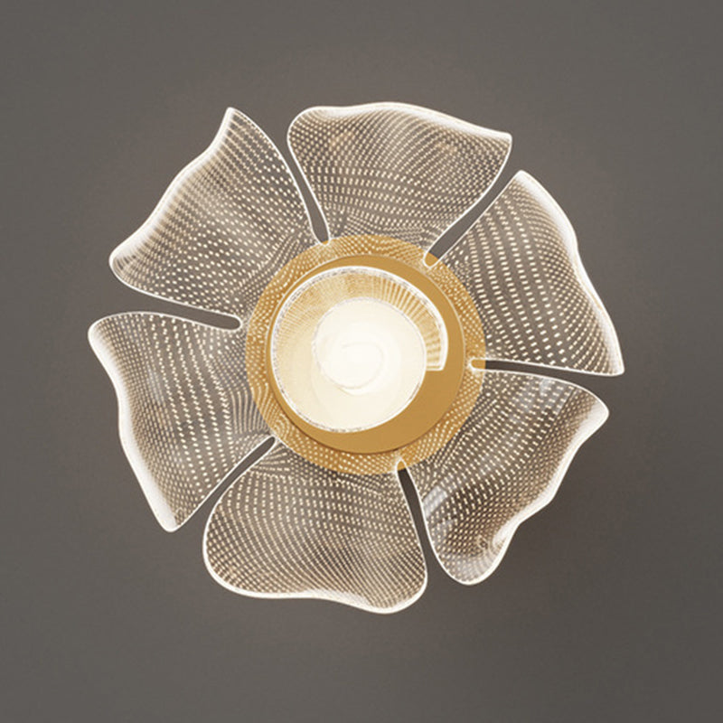 Elegant White Acrylic Flower Petal LED Flush Mount Light for Bedroom