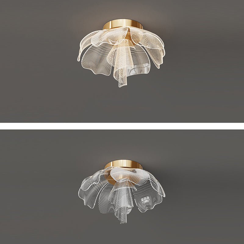 Elegant White Acrylic Flower Petal LED Flush Mount Light for Bedroom