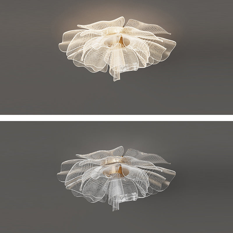 Elegant White Acrylic Flower Petal LED Flush Mount Light for Bedroom