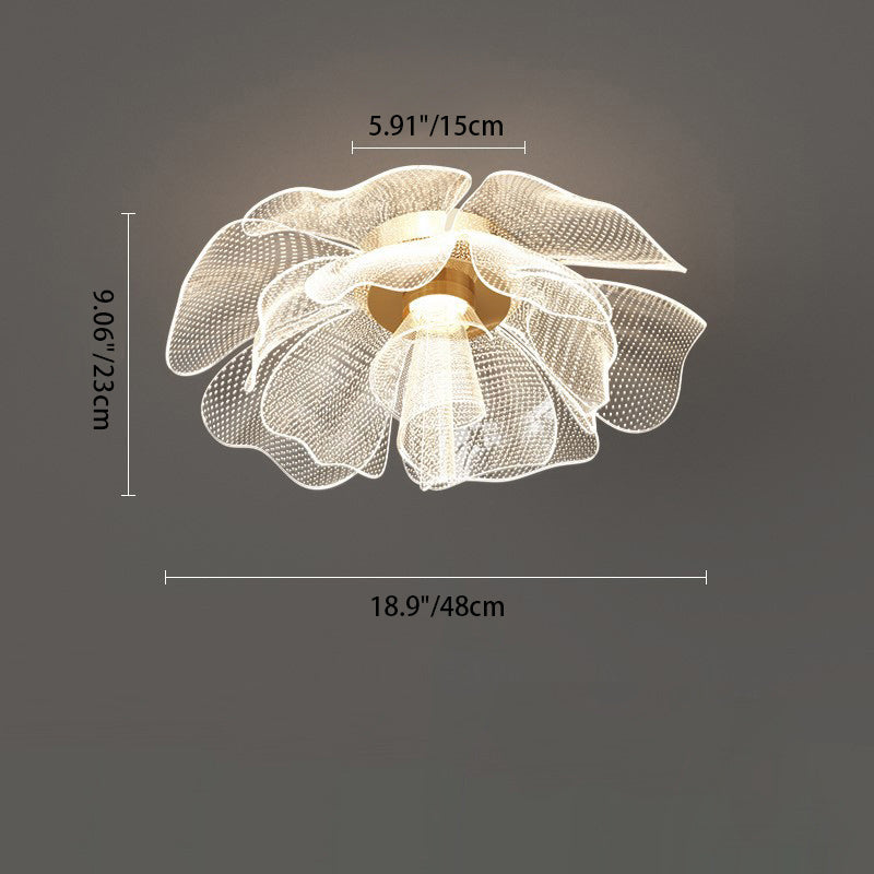 Elegant White Acrylic Flower Petal LED Flush Mount Light for Bedroom