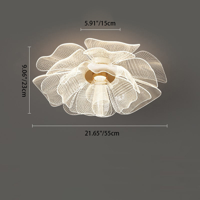 Elegant White Acrylic Flower Petal LED Flush Mount Light for Bedroom