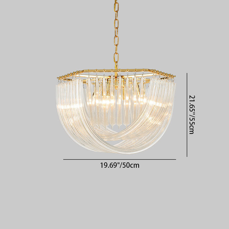 Contemporary Gold Metal and Glass 6/8-Light Semicircle Chandelier for Bedroom