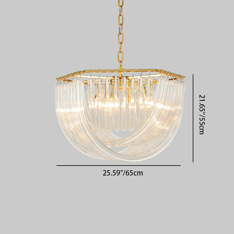 Contemporary Gold Metal and Glass 6/8-Light Semicircle Chandelier for Bedroom