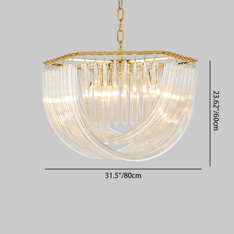 Contemporary Gold Metal and Glass 6/8-Light Semicircle Chandelier for Bedroom