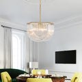 Contemporary Gold Metal and Glass 6/8-Light Semicircle Chandelier for Bedroom