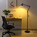 Scandinavian Black Iron Retractable Swivel Floor Lamp for Bedroom Decor