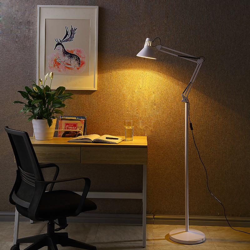 Scandinavian Black Iron Retractable Swivel Floor Lamp for Bedroom Decor